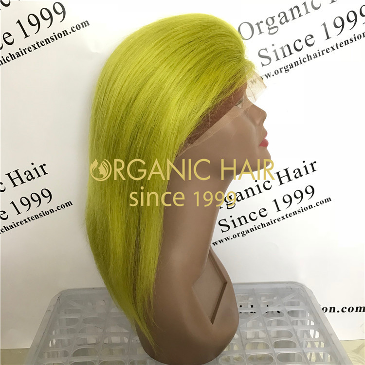 Green hair 100% remy hair virgin hair  glueless full lace wigs at wholesale price in Chinese factory A49